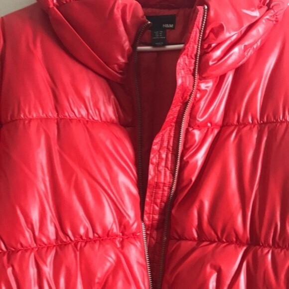 H&M red puffer jacket with belt attached size 16 ladies medium Y2K - Picture 8 of 13